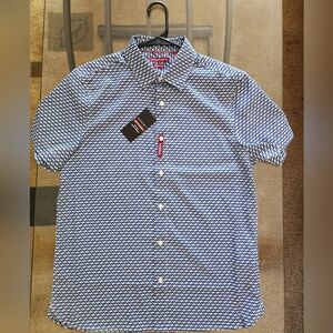 Axist Navy and White Geometric Men's Shirt